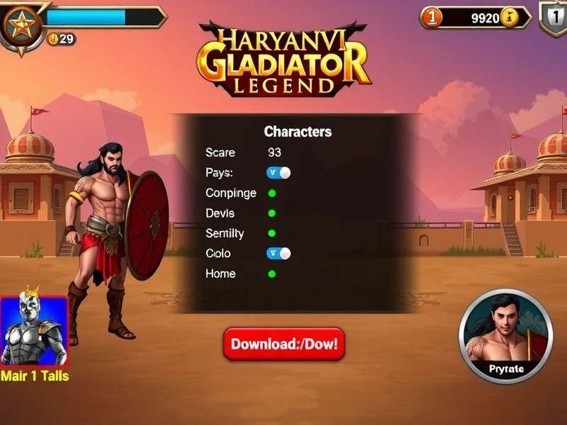 Haryanvi Gladiator Legend character selection screen